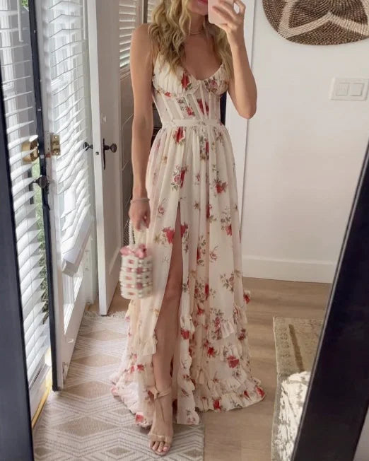 The Cynthia | Floral Slit Maxi Dress