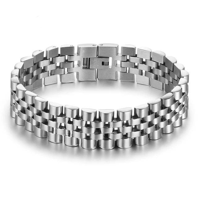 Gold Stainless Steel Bracelet Luxurious Mens Wristband- Black Gun Plated Chain
