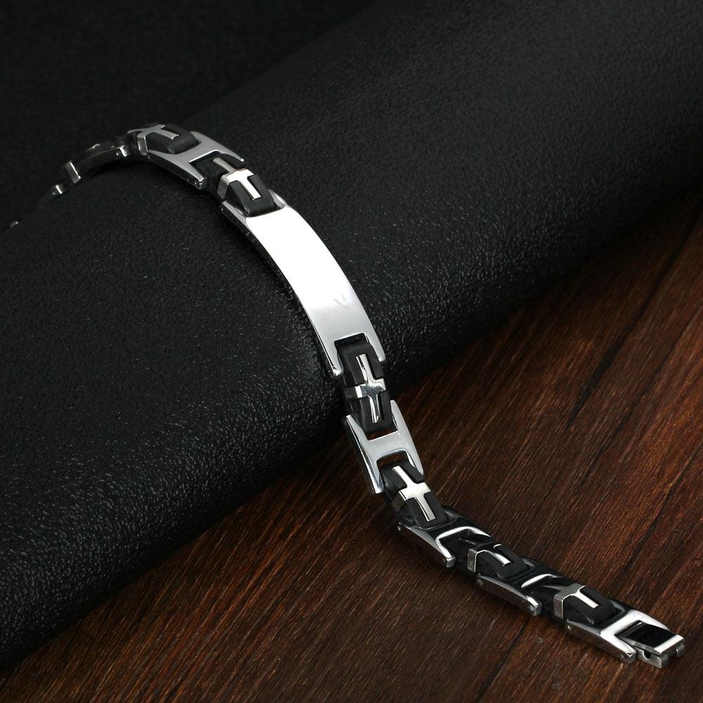 Stainless Steel 220mm Length Bracelet- Everyday Wear Trendy Bracelet for Men- Cross Bracelets for Every Wear- Punk Trendy Bracelet for Men
