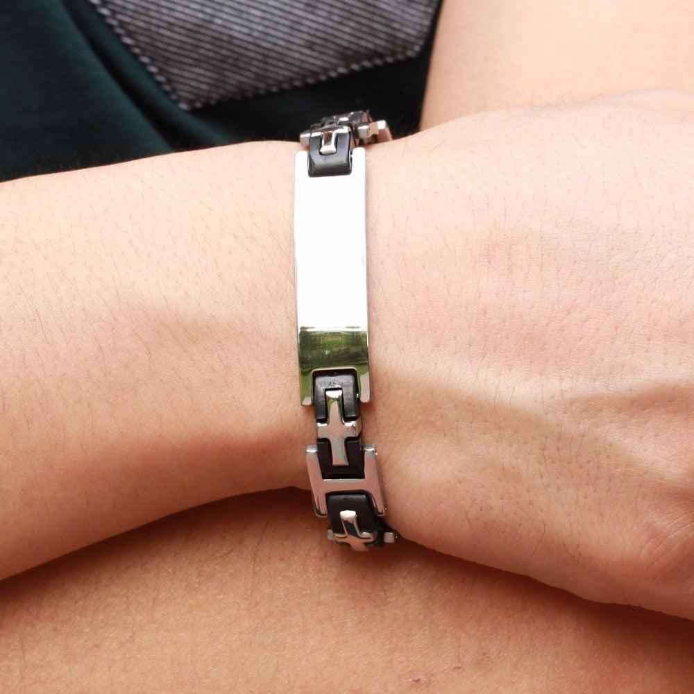 Stainless Steel 220mm Length Bracelet- Everyday Wear Trendy Bracelet for Men- Cross Bracelets for Every Wear- Punk Trendy Bracelet for Men