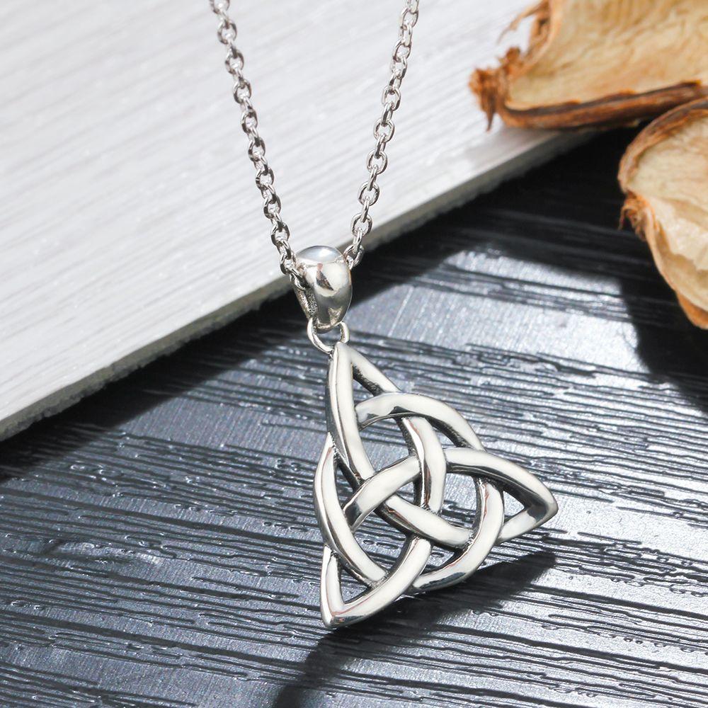 Vintage 925 Sterling Silver Necklace For Women With Triquetra Trinity Knot Pendant