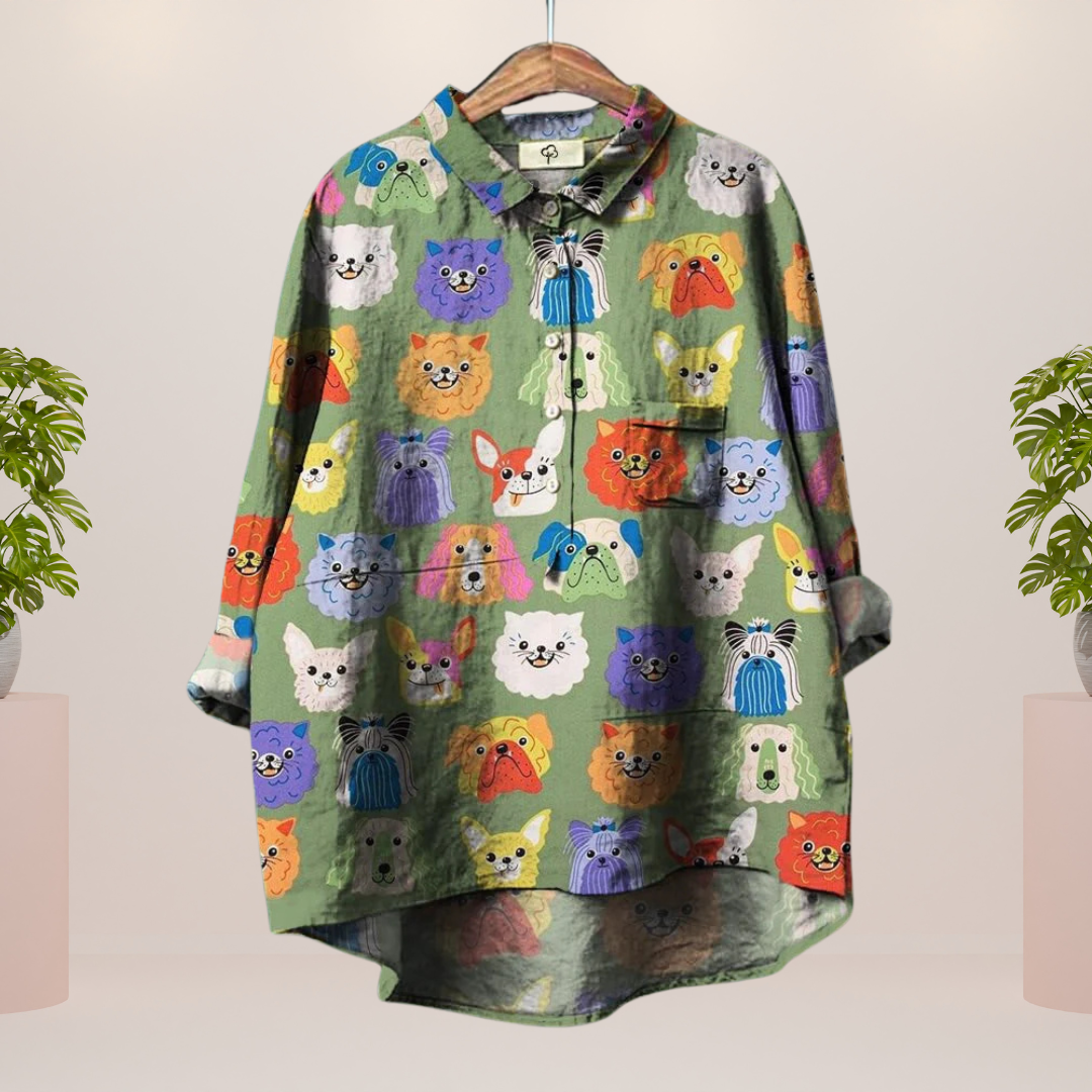 Freya | Trendy Modisches Print Kunst Shirt