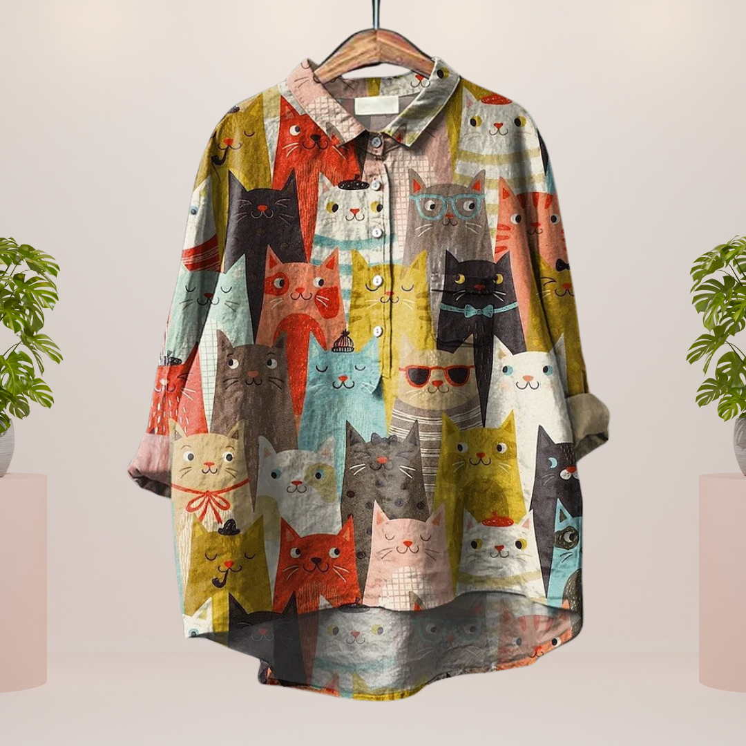 Freya | Trendy Modisches Print Kunst Shirt