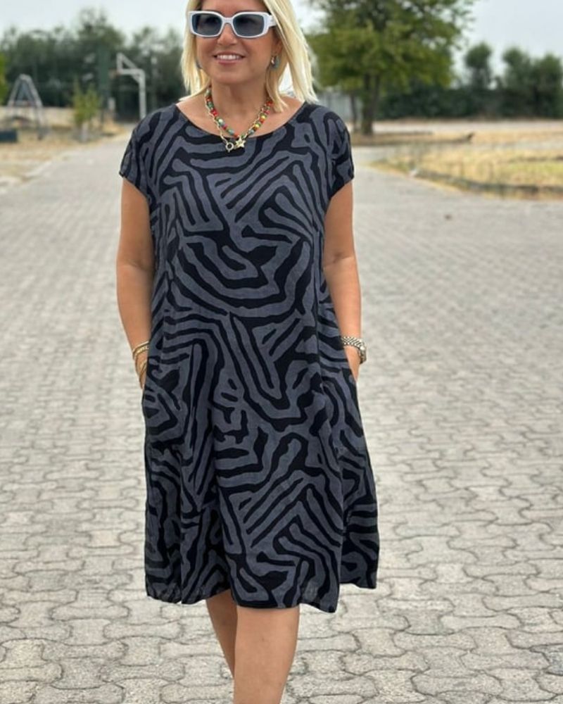 NELIA – Robe Imprimée à Col Rond