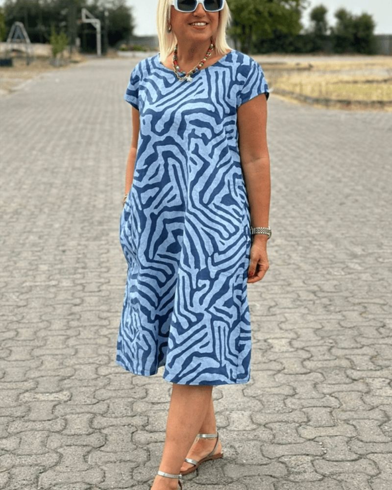 NELIA – Robe Imprimée à Col Rond