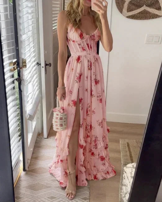 The Cynthia | Floral Slit Maxi Dress