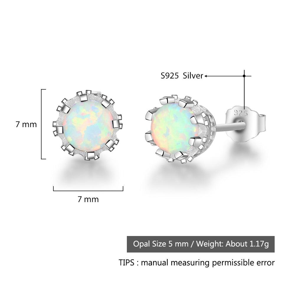 7MM Milky Round Opal Earring