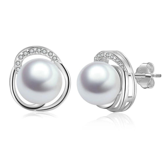 925 Sterling Silver Pearl Wedding Earrings