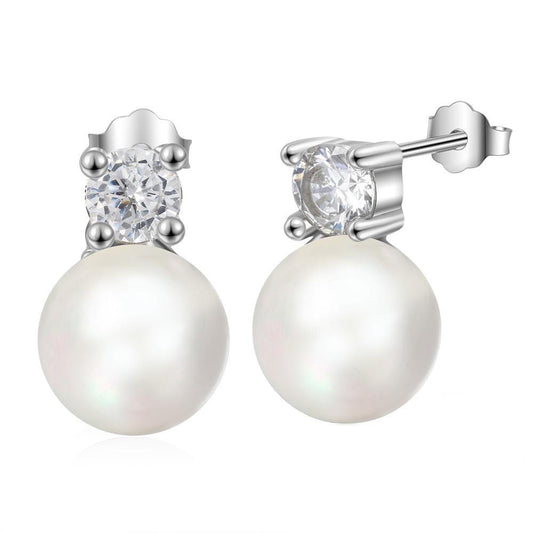 925 Sterling Silver Rounded Pearl Earring Stylish Accessory