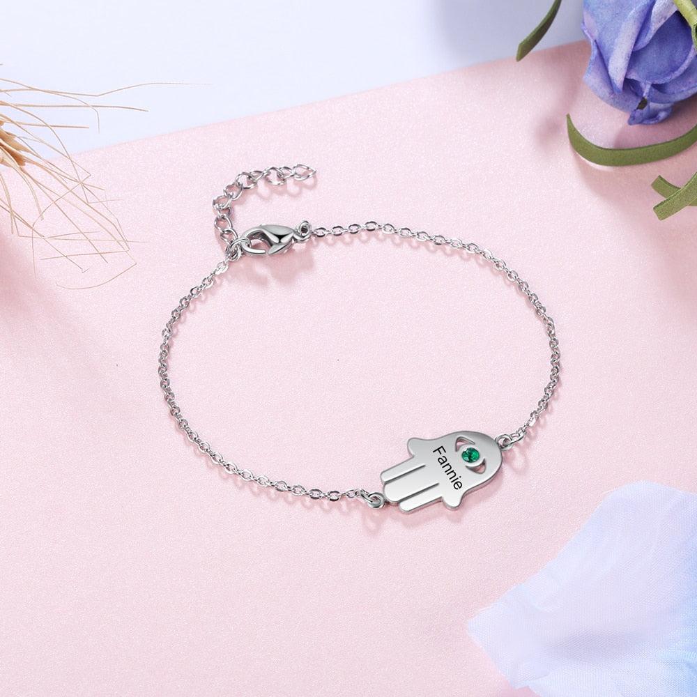 Custom Bracelet for Women Hand Shaped Good Luck Charm