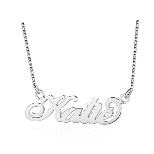 Personalised 925 Sterling Silver Necklace for Women with Custom Nameplate Pendant