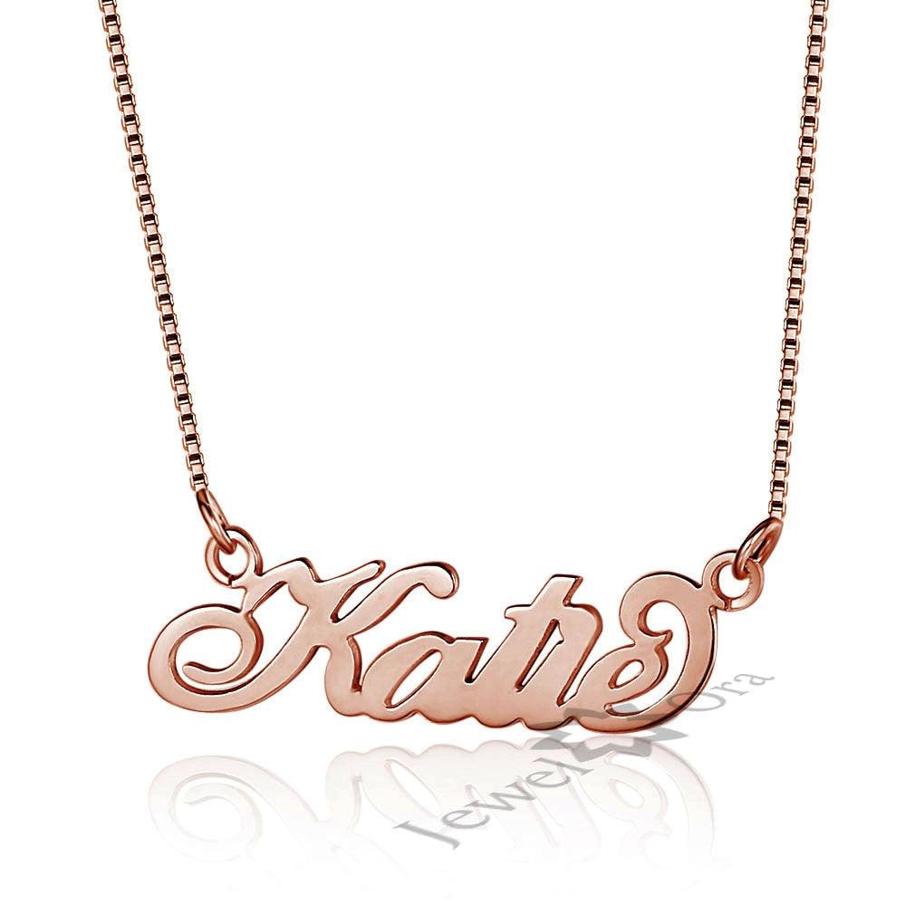 Personalised 925 Sterling Silver Necklace for Women with Custom Nameplate Pendant