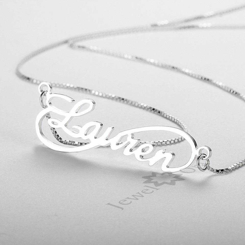 Personalized 925 Sterling Silver 8 Shape Infinity Necklace With Custom Name Pendant, Gift For Women