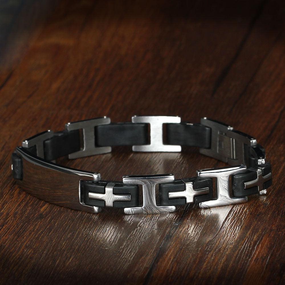 Stainless Steel 220mm Length Bracelet- Everyday Wear Trendy Bracelet for Men- Cross Bracelets for Every Wear- Punk Trendy Bracelet for Men