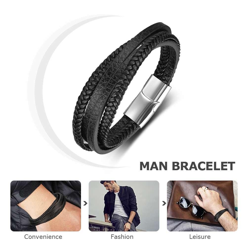 Stainless Steel Fashionable Bracelet for Men Wrap Style Wristbands for Men