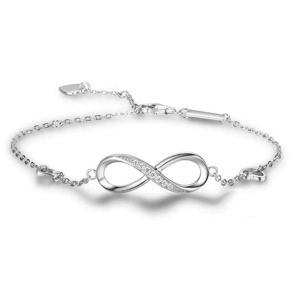 Sterling Silver Bracelet Infinity Diamond Bracelet Trendy Gift for Women