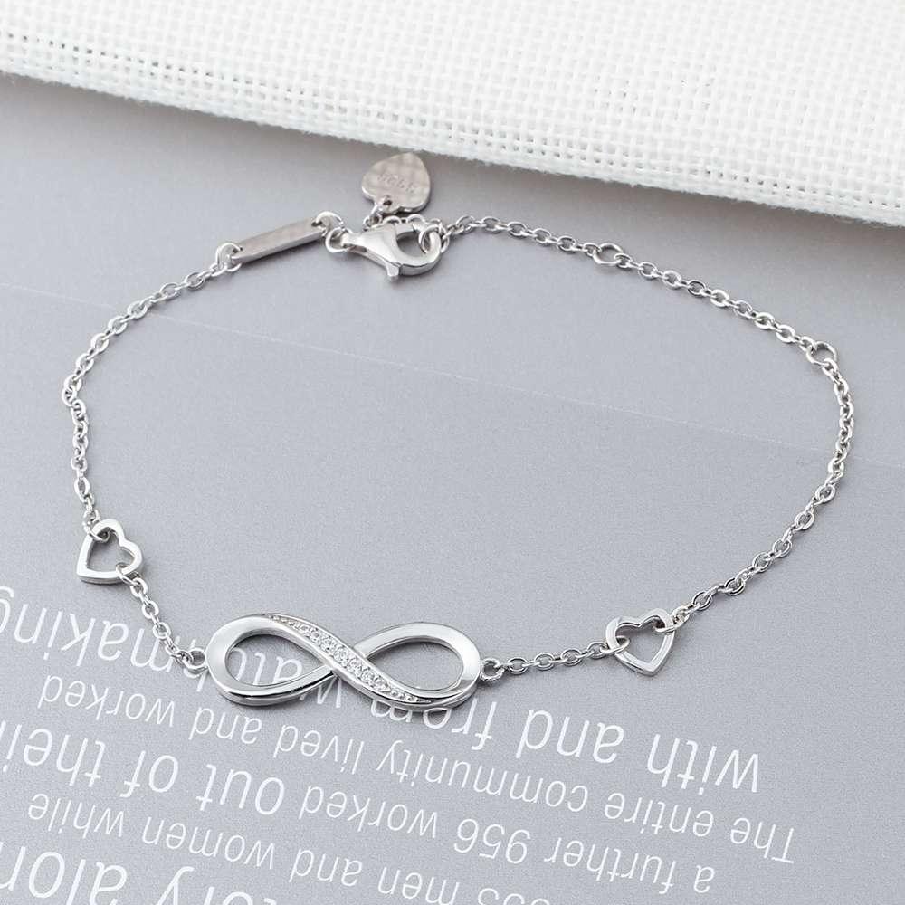 Sterling Silver Bracelet Infinity Diamond Bracelet Trendy Gift for Women