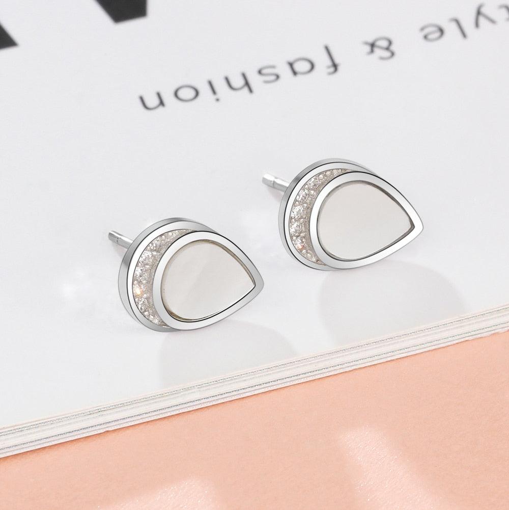 Sterling Silver Drop In The Ocean Earring Water Drop Ear Stud