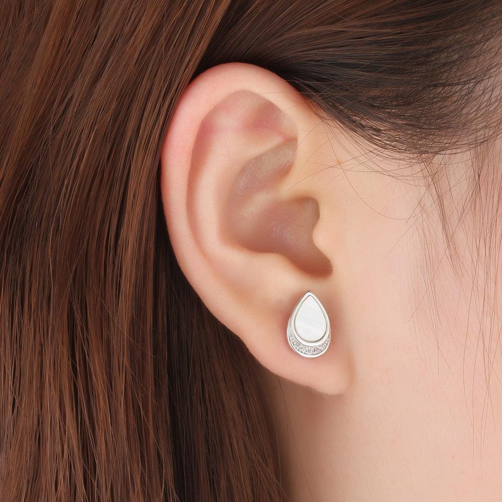 Sterling Silver Drop In The Ocean Earring Water Drop Ear Stud