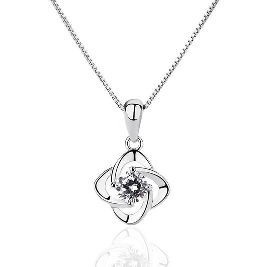 Trendy 925 Sterling Silver Women Necklace with Fashionable Flower Shape Pendant, Gift for Best Friend