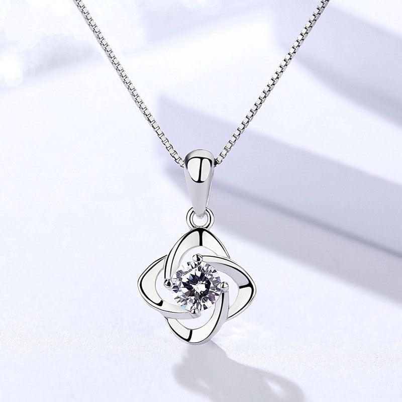 Trendy 925 Sterling Silver Women Necklace with Fashionable Flower Shape Pendant, Gift for Best Friend