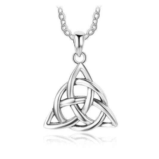Vintage 925 Sterling Silver Necklace For Women With Triquetra Trinity Knot Pendant