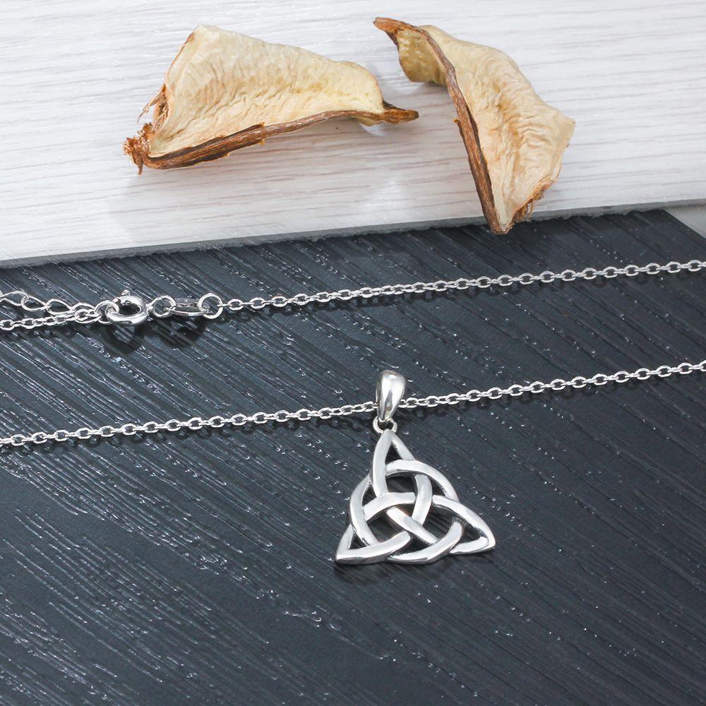 Vintage 925 Sterling Silver Necklace For Women With Triquetra Trinity Knot Pendant