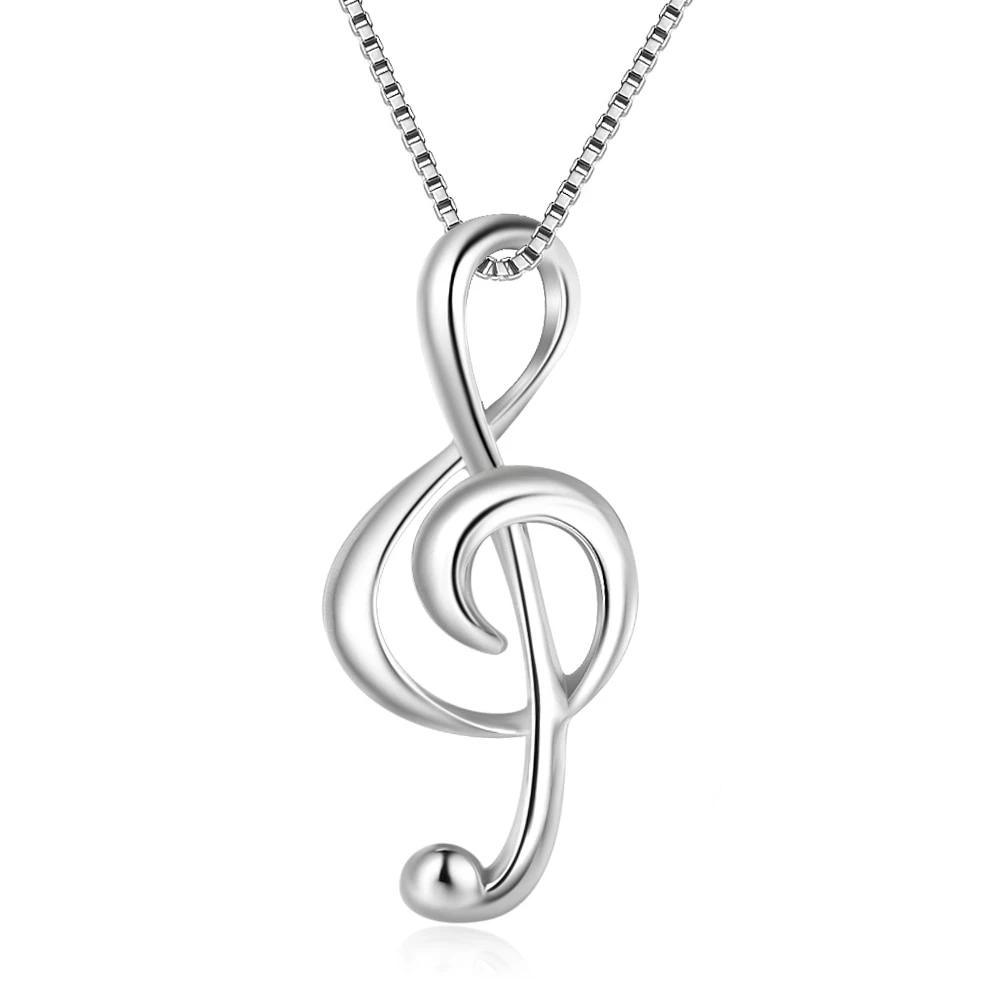 Women’s 925 Sterling Silver Necklace with Musical Note Pendant, Elegant Gift for Girlfriend