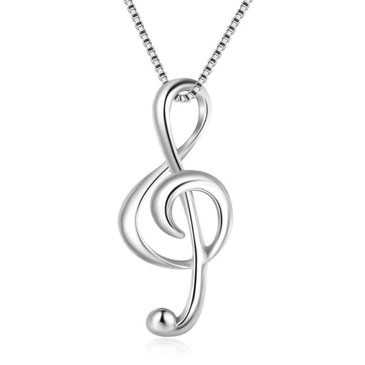 Women’s 925 Sterling Silver Necklace with Musical Note Pendant, Elegant Gift for Girlfriend