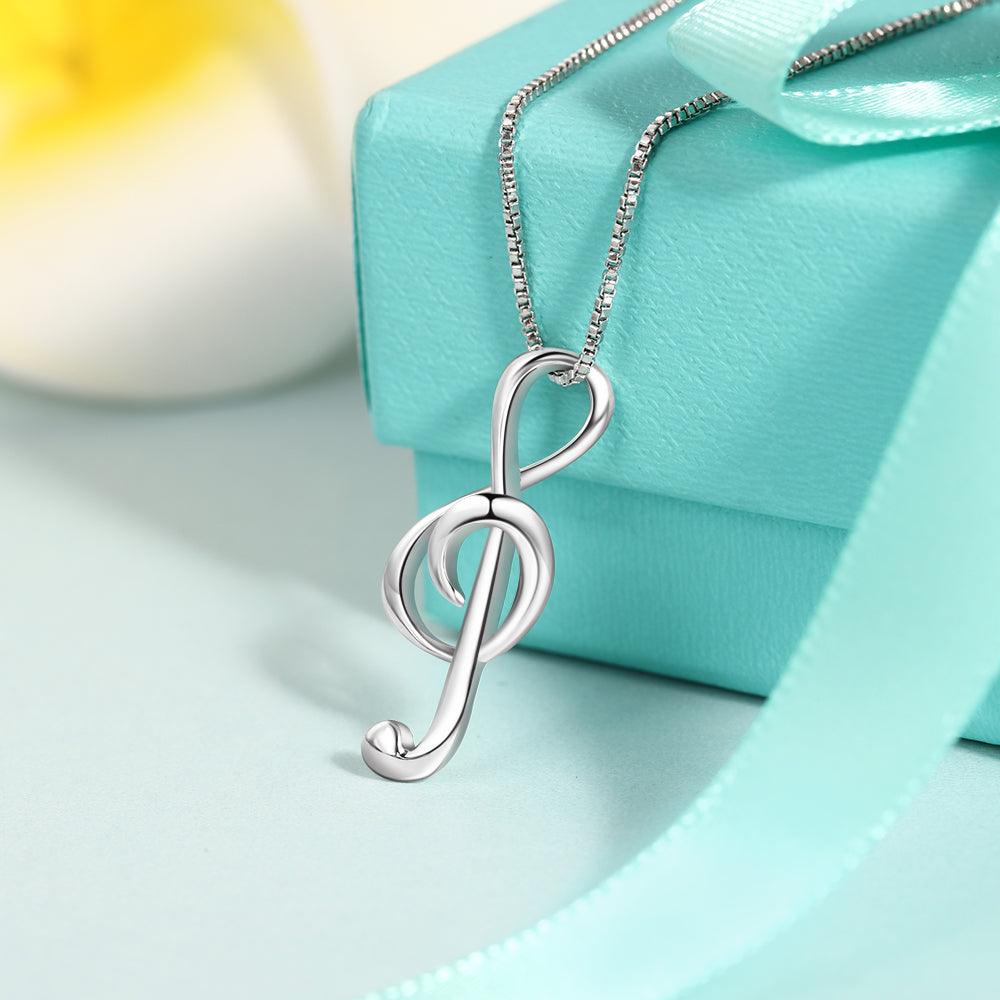 Women’s 925 Sterling Silver Necklace with Musical Note Pendant, Elegant Gift for Girlfriend